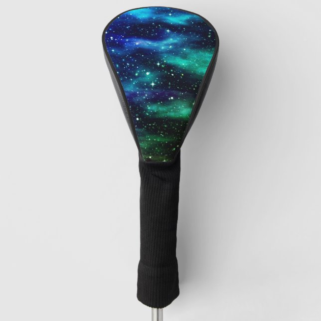 Couvre-club De Golf Blue & Green Starry Sky Galaxy (Devant)