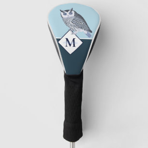 Couvre-club De Golf Blue Owl Grey Nom du monogramme