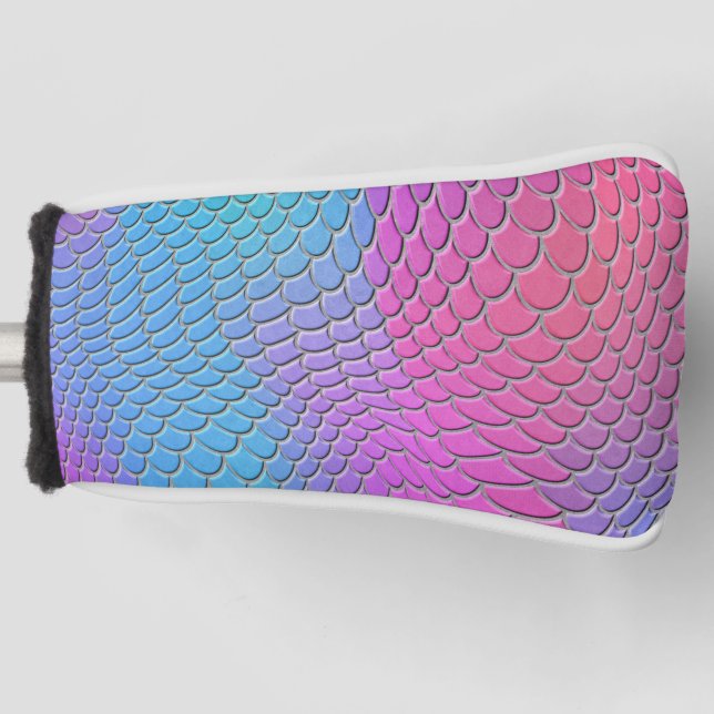 Couvre-club De Golf Blue Pink mermaid scales, fish scale (Devant)