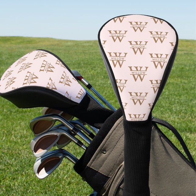 Couvre-club De Golf Blush Dusty rose moderne fille Monogramme Nom (Blush Dusty Pink Modern Girly Monogram Name Golf Head Cover)