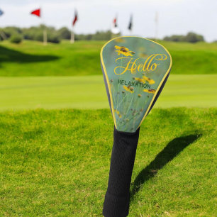 Couvre-club De Golf Bonjour Typographie Fleur sauvage jaune Photograph