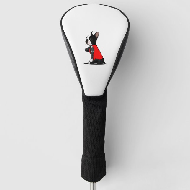 Couvre-club De Golf Boston Terrier Chien Tattoo J'aime papa Famille dr (Devant)