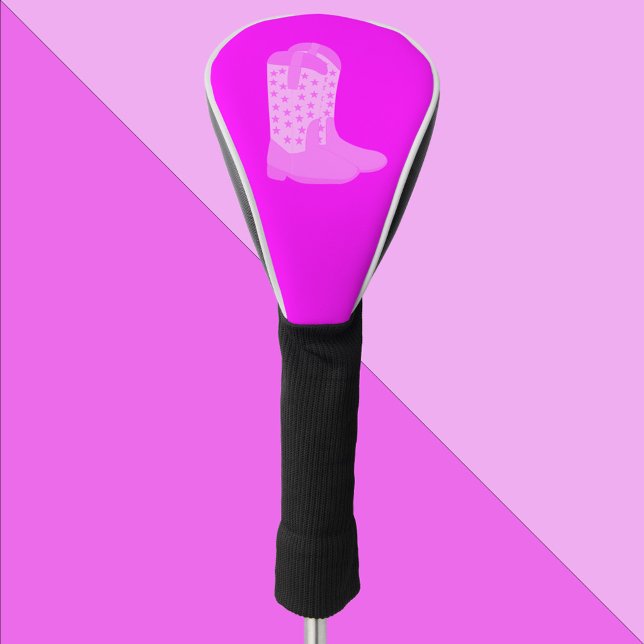 Couvre-club De Golf Bottes Cowboy avec étoiles rose (A golf head cover with a pair of pink cowboy boots with stars)