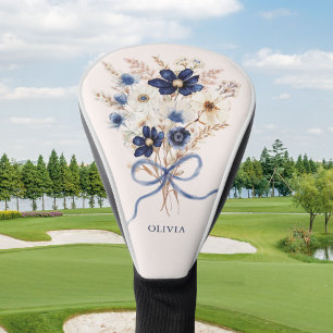 Couvre-club De Golf Bouquet de fleurs bleu marine personnalisé floral
