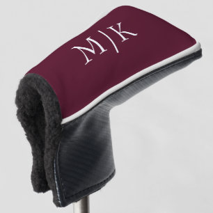 Couvre-club De Golf Bourgogne et blanc Monogramme moderne