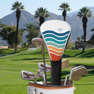 Couvre-club De Golf Bright Retro Wavy Stripes Motif avec Monogramme