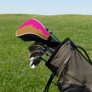 Couvre-club De Golf Brun Doré Éclaboussure Rose
