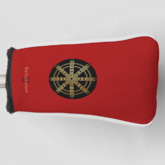 Couvre-club De Golf Buddhism Golden Dharma Wheel Personalized