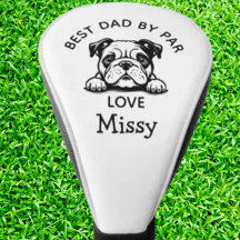 Bulldog Peeking Personnaliser Chiot Golf Tête Couv