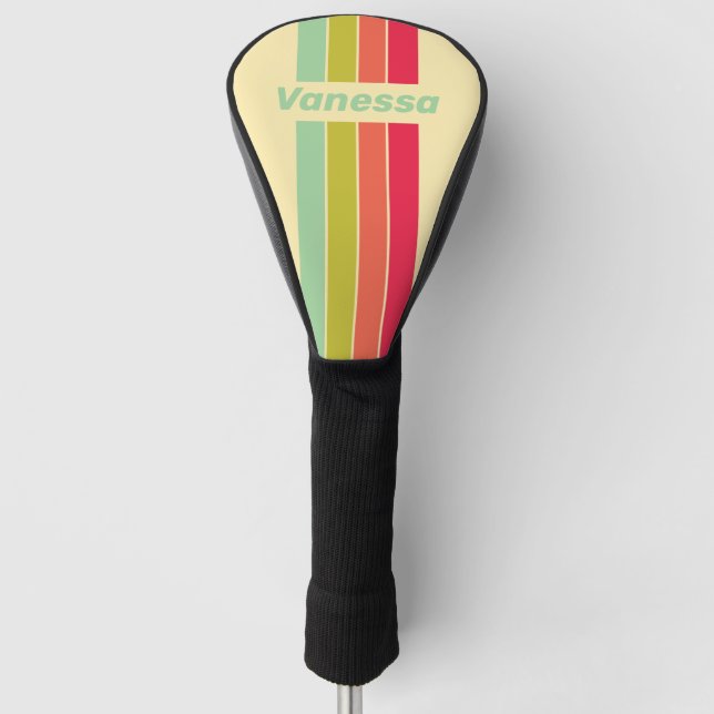 Couvre-club De Golf Buttercream Whisper Pin Striped with Name (Devant)