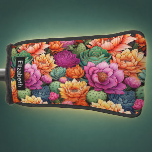 Couvre-club De Golf Cactus Fleurissant Coloré Personnalisé