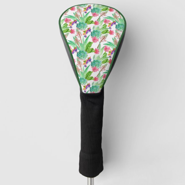 Couvre-club De Golf Cactus lumineux d'aquarelle et motif succulent (Devant)