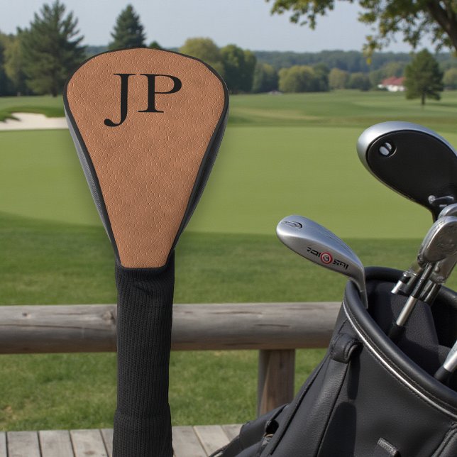 Couvre-club De Golf Cadeau de golf en cuir marron avec monogramme (Créateur téléchargé)