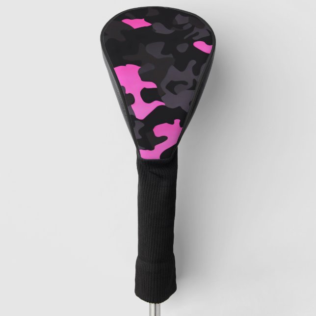 Couvre-club De Golf Camouflage rose et noir (Devant)