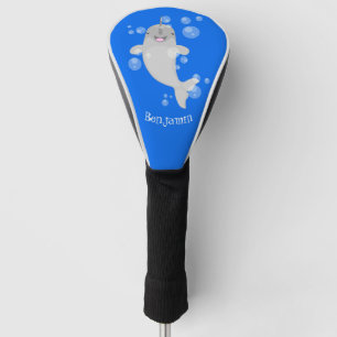 Couvre-club De Golf Caricature de bulles de narval joyeux
