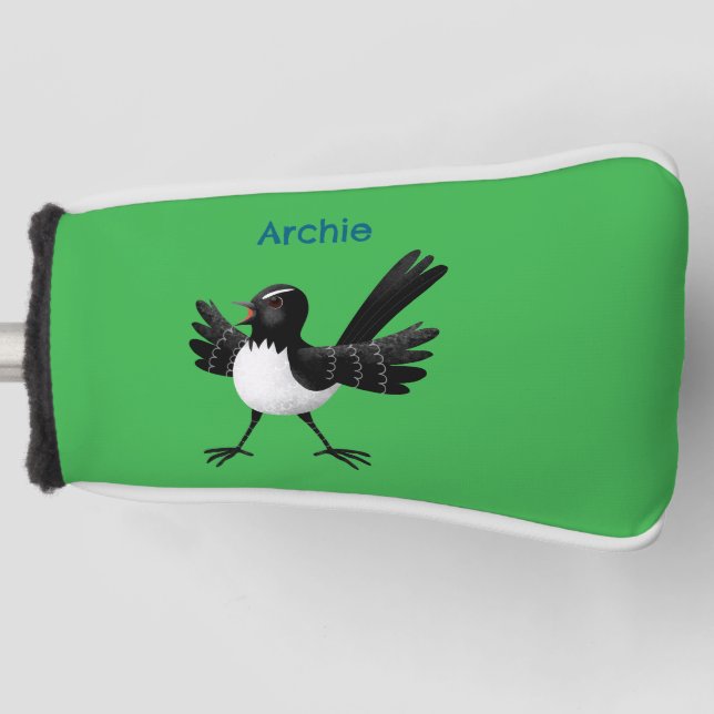 Couvre-club De Golf Caricature de Willie Wagtail australienne personna (Devant)