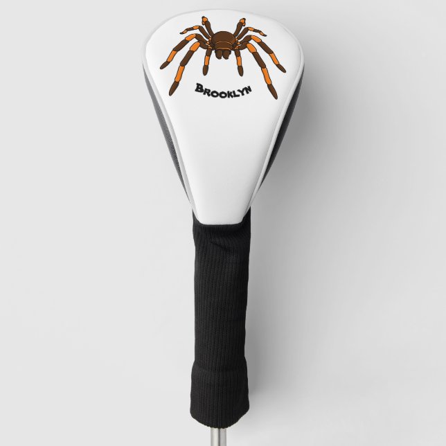 Couvre-club De Golf Caricature déplaisante de tarantule brun et orange (Devant)