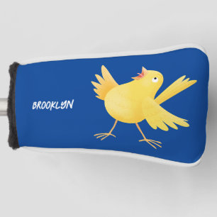 Couvre-club De Golf Caricature d'oiseau canari jaune chantant mignon