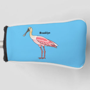 Couvre-club De Golf Caricature d'oiseau de spatule de rose