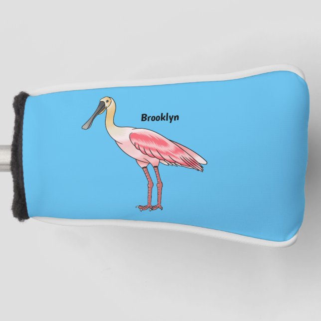 Couvre-club De Golf Caricature d'oiseau de spatule de rose (Devant)