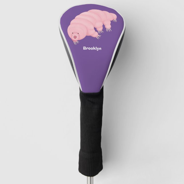 Couvre-club De Golf Caricature d'ours d'eau tardigrade rose mignon (Devant)
