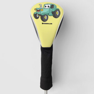Couvre-club De Golf Caricature joli tracteur vert joyeux