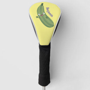 Couvre-club De Golf Caricature joyeux de courgettes mignonnes