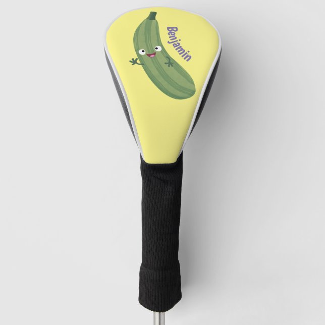 Couvre-club De Golf Caricature joyeux de courgettes mignonnes (Devant)