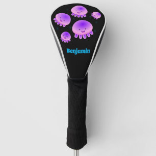 Couvre-club De Golf Caricature kawaii de méduse violette rose mou