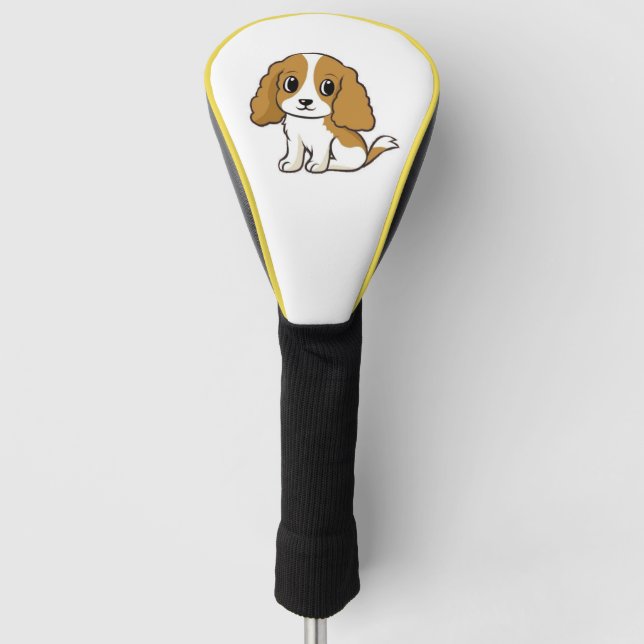 Couvre-club De Golf cavalier roi charles spaniel blenheim dessin animé (Devant)