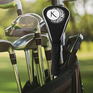 Couvre-club De Golf Celtic Knotwork Cercle de Lune Monogramme Noir Bla