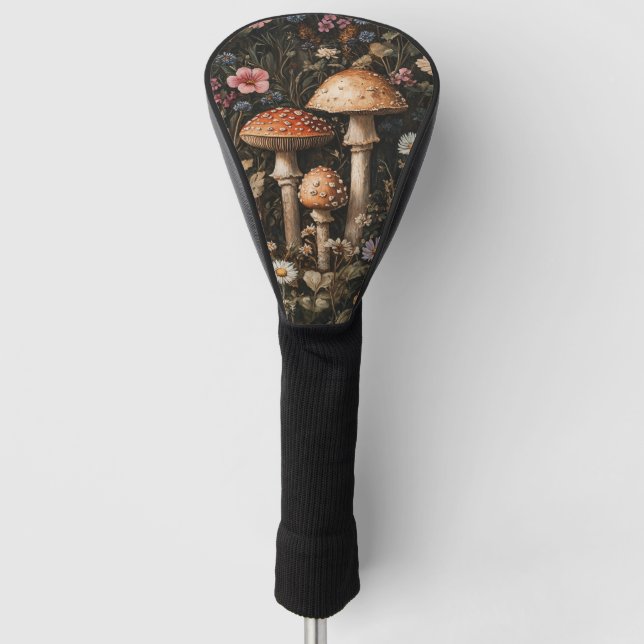 Couvre-club De Golf Champignons Whimsical et Botanique Fleur sauvage (Devant)
