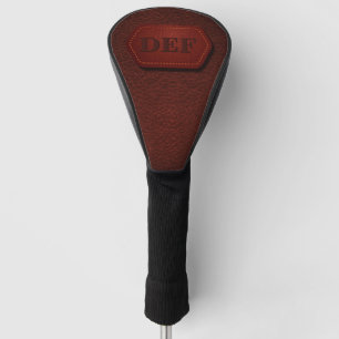 Couvre-club De Golf Changer Initial, Écouter En Cuir Badge Rouge foncé