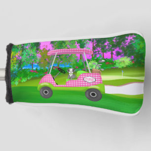 Couvre-club De Golf  Chariot de golf avec schnauzer mignon et initiale