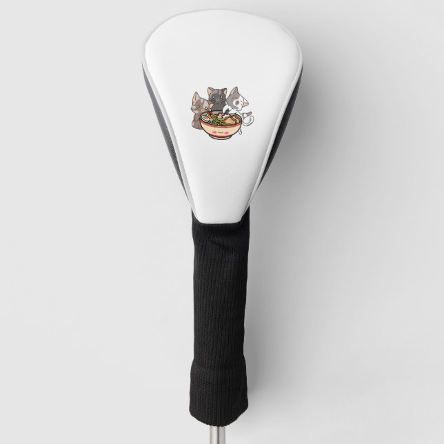 Couvre-club De Golf Chat et Ramen Chats mangeant Ramen (Devant)