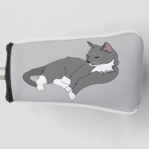 Couvre-club De Golf Chat gris et blanc Tuxedo