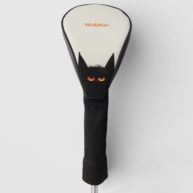 Couvre-club De Golf Chat noir grumeux (Devant)