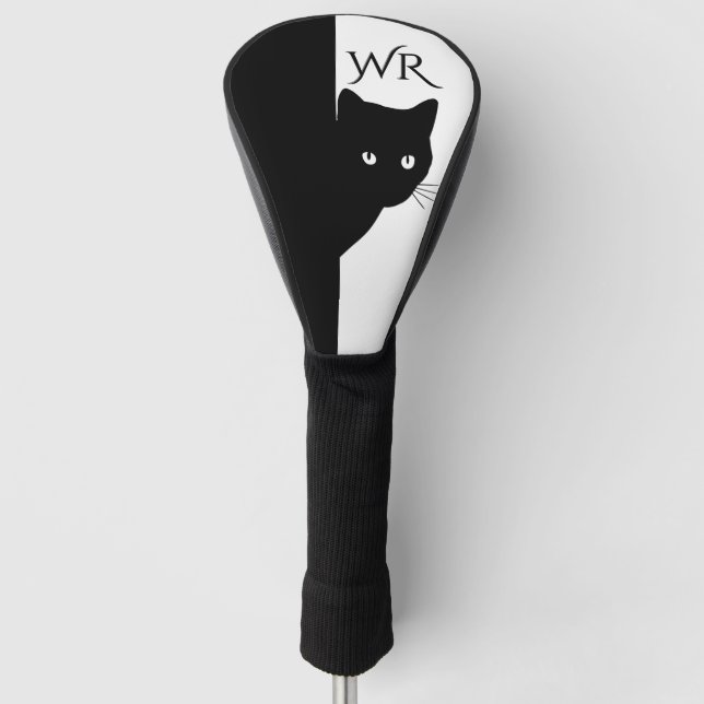 Couvre-club De Golf Chat noir simple initial (Devant)
