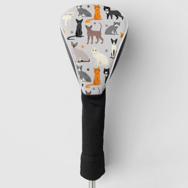 Couvre-club De Golf Chats et Empreintes de pattes (Devant)