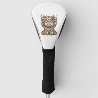Couvre-club De Golf Chemise à patchwork floral vintage Highland Cow_1