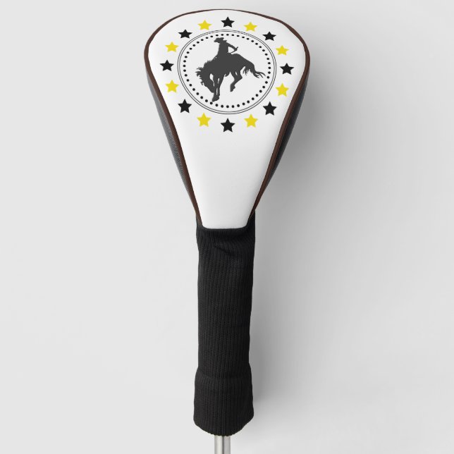 Couvre-club De Golf Cheval sauteur d'or noir (Devant)