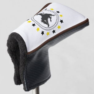 Couvre-club De Golf Cheval sauteur d'or noir