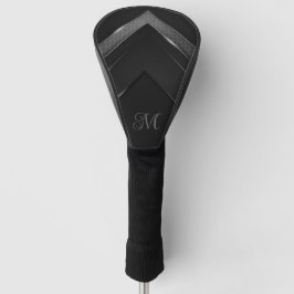 Couvre-club De Golf Chevron noir monogramme élégant