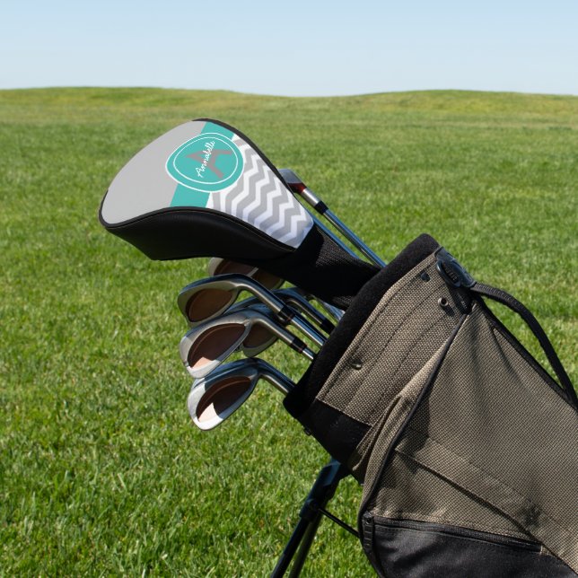Couvre-club De Golf Chevron Turquoise gris (In Situ)