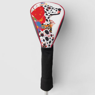 Couvre-club De Golf Chien et fleurs dalmate 001 - Bijou sur mesure