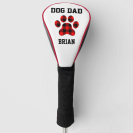 Couvre-club De Golf Chien Papa Paw Rouge, Noir & Blanc