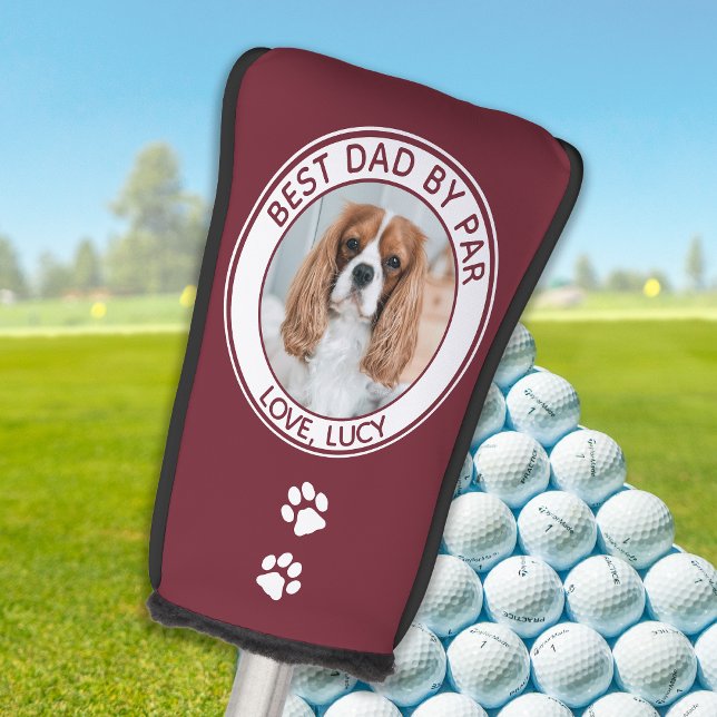 Couvre-club De Golf Chien Personnalisé Meilleur Papa Jamais Rouge Blan (Créateur téléchargé)