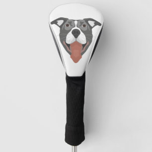 Couvre-club De Golf Chien Pitbull de sourire d'illustration
