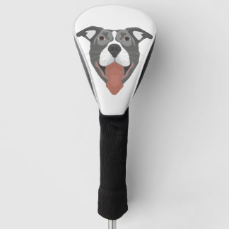 Couvre-club De Golf Chien Pitbull de sourire d'illustration