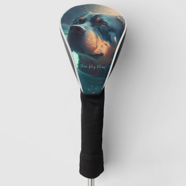 Couvre-club De Golf Chien Rottweiler nageant dans l'eau 003 (Devant)